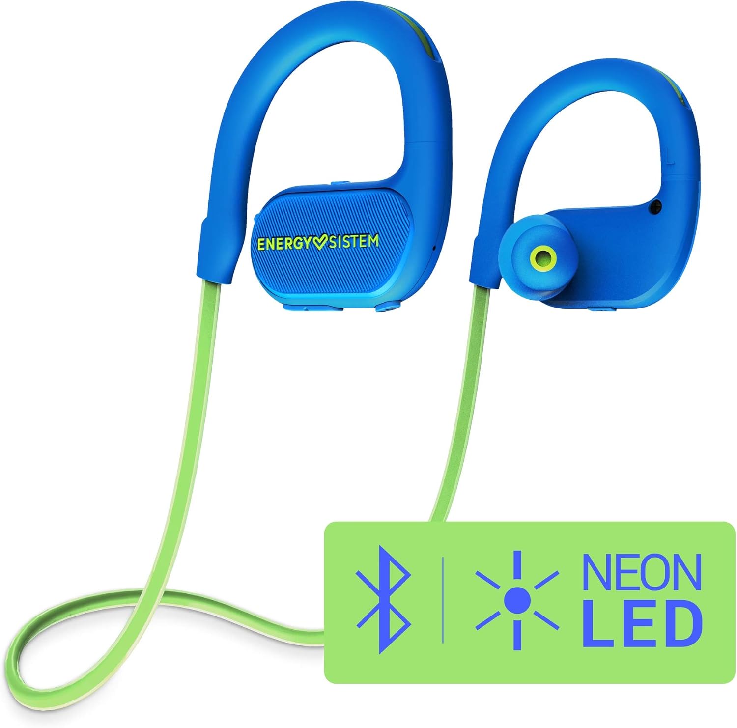 Energy Sistem Audífonos Deportivos Running 2 Neon, Bluetooth, Inalámbrico, Azul/Verde