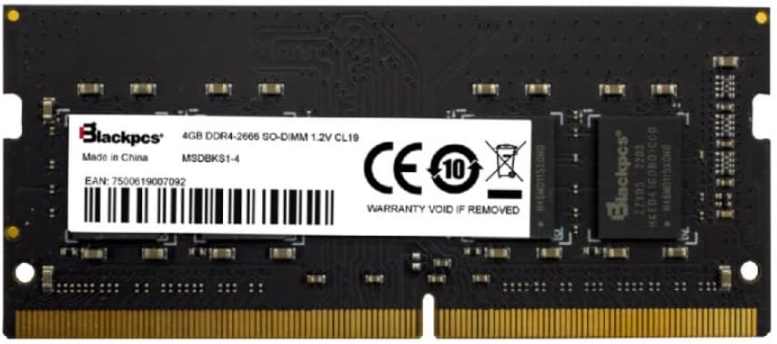Memoria RAM Blackpcs DDR4, 2666MHz, 4GB, Non-ECC, CL19, SO-DIMM