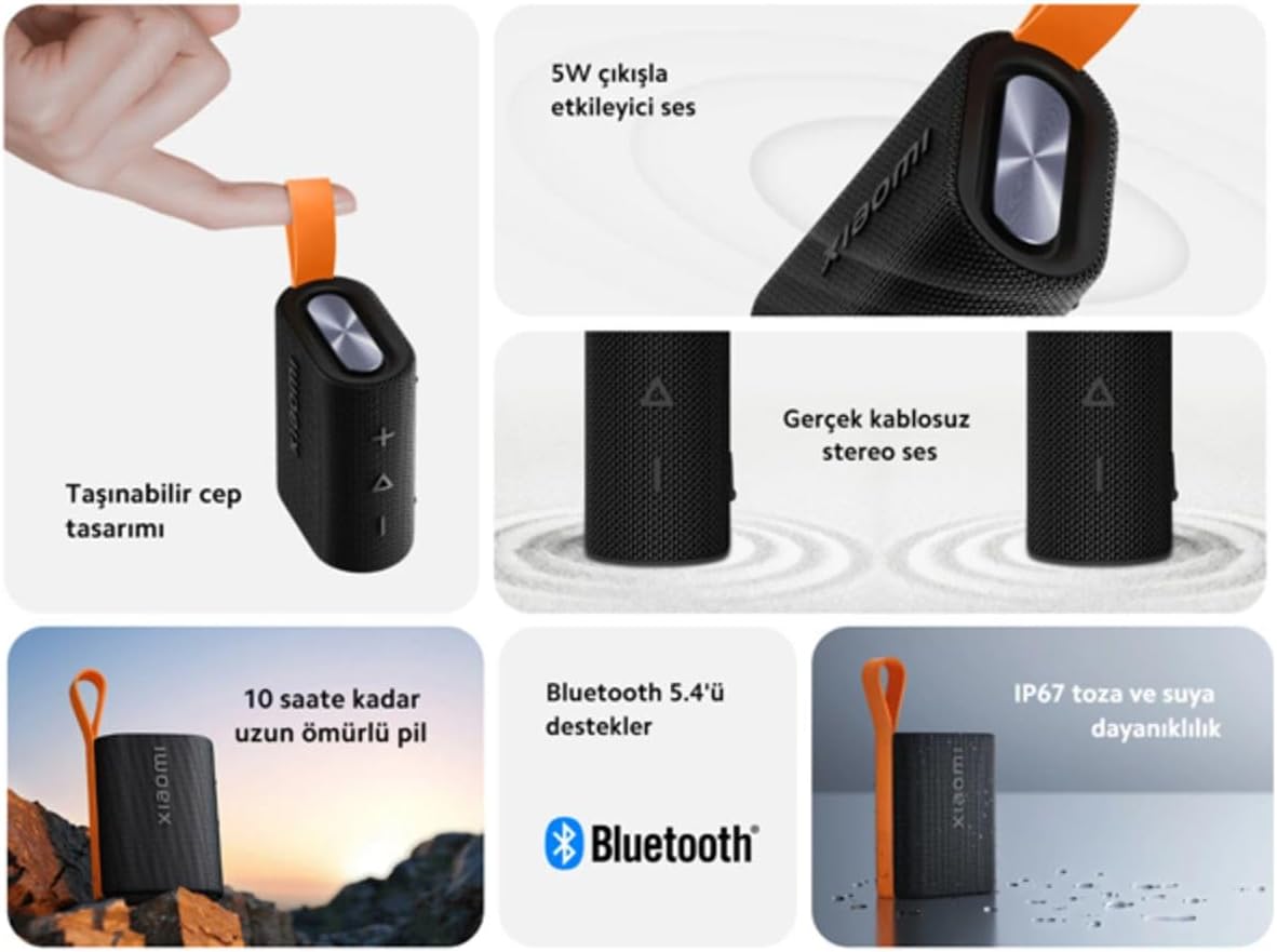 Xiaomi Bocina Portátil Pocket, Bluetooth, Inalámbrico, 5W, Negro - Resistente a Polvo/Agua