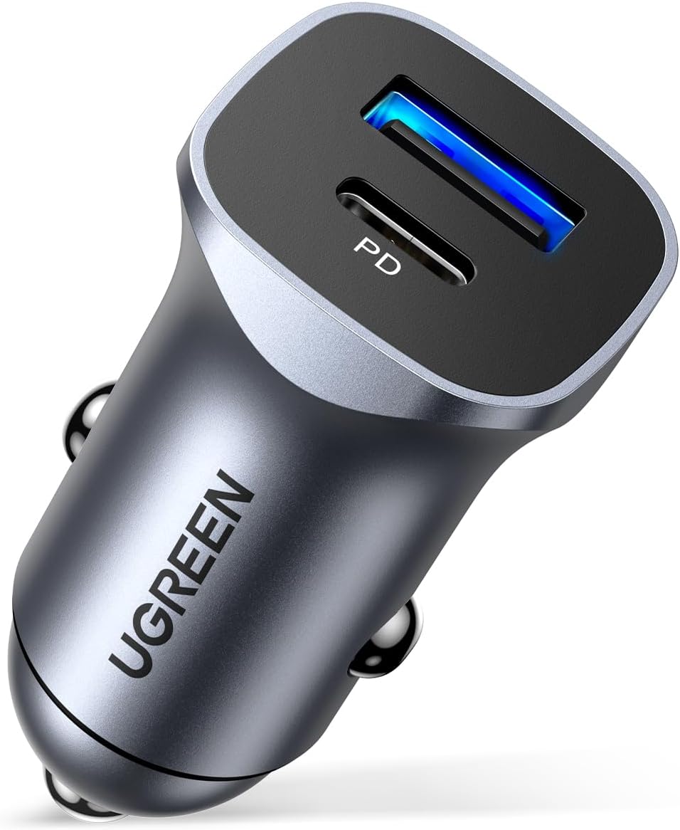 Ugreen Cargador para Auto 30780, 12V, 1x USB-C/1x USB-A, Negro