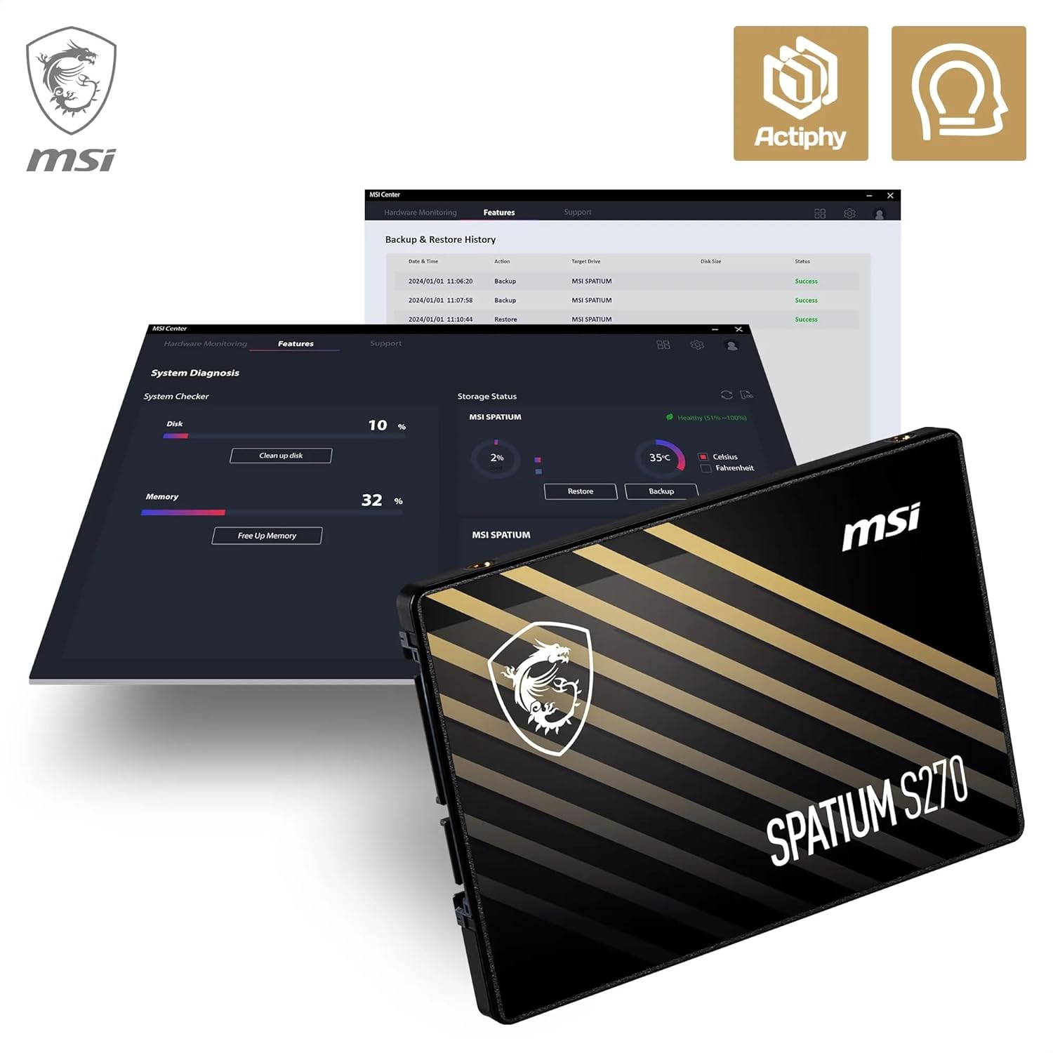 SSD MSI Spatium S270, 240GB, 2.5
