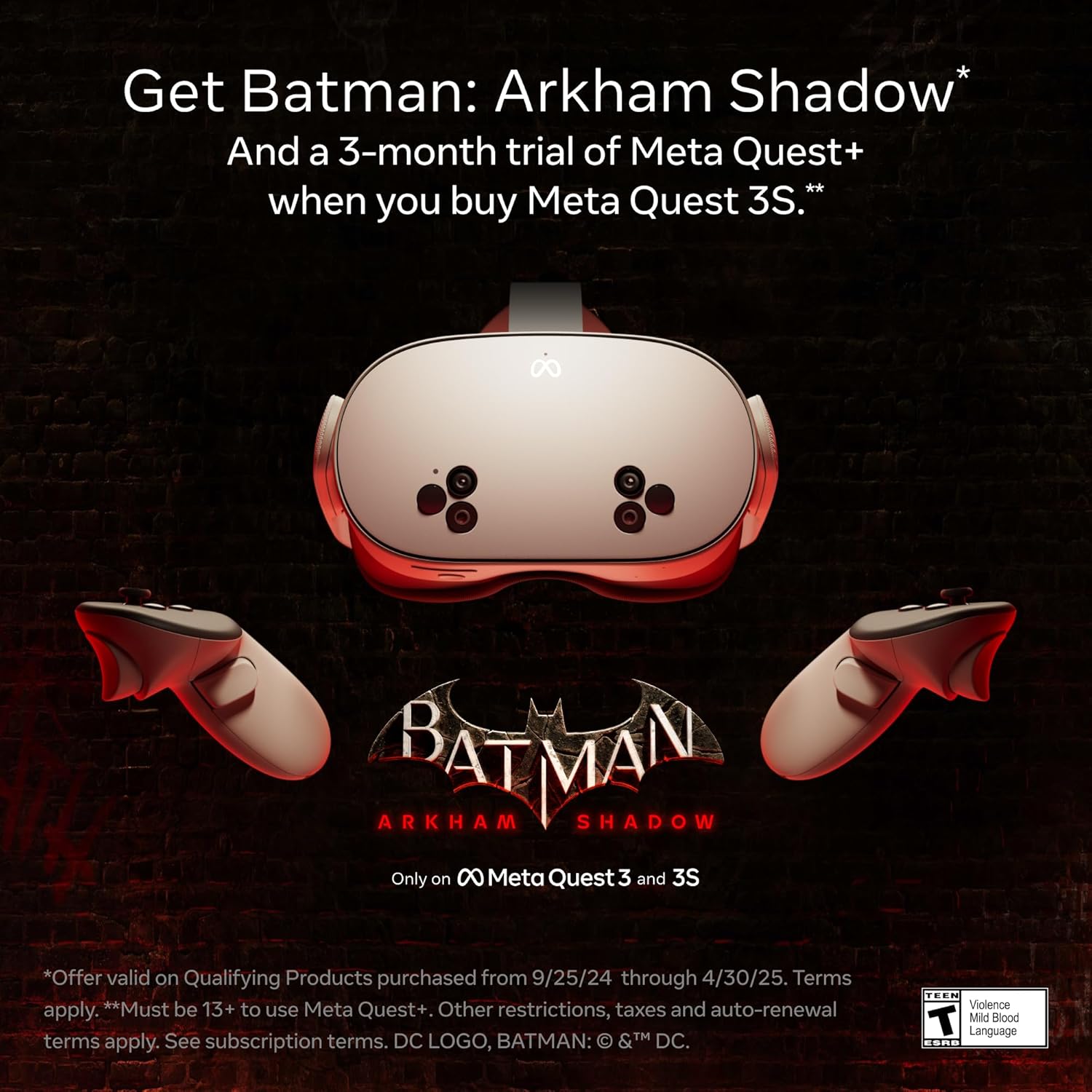 Meta Lentes de Realidad Virtual Quest 3S Batman Arkham, 1832 x 1920, 128GB, Blanco
