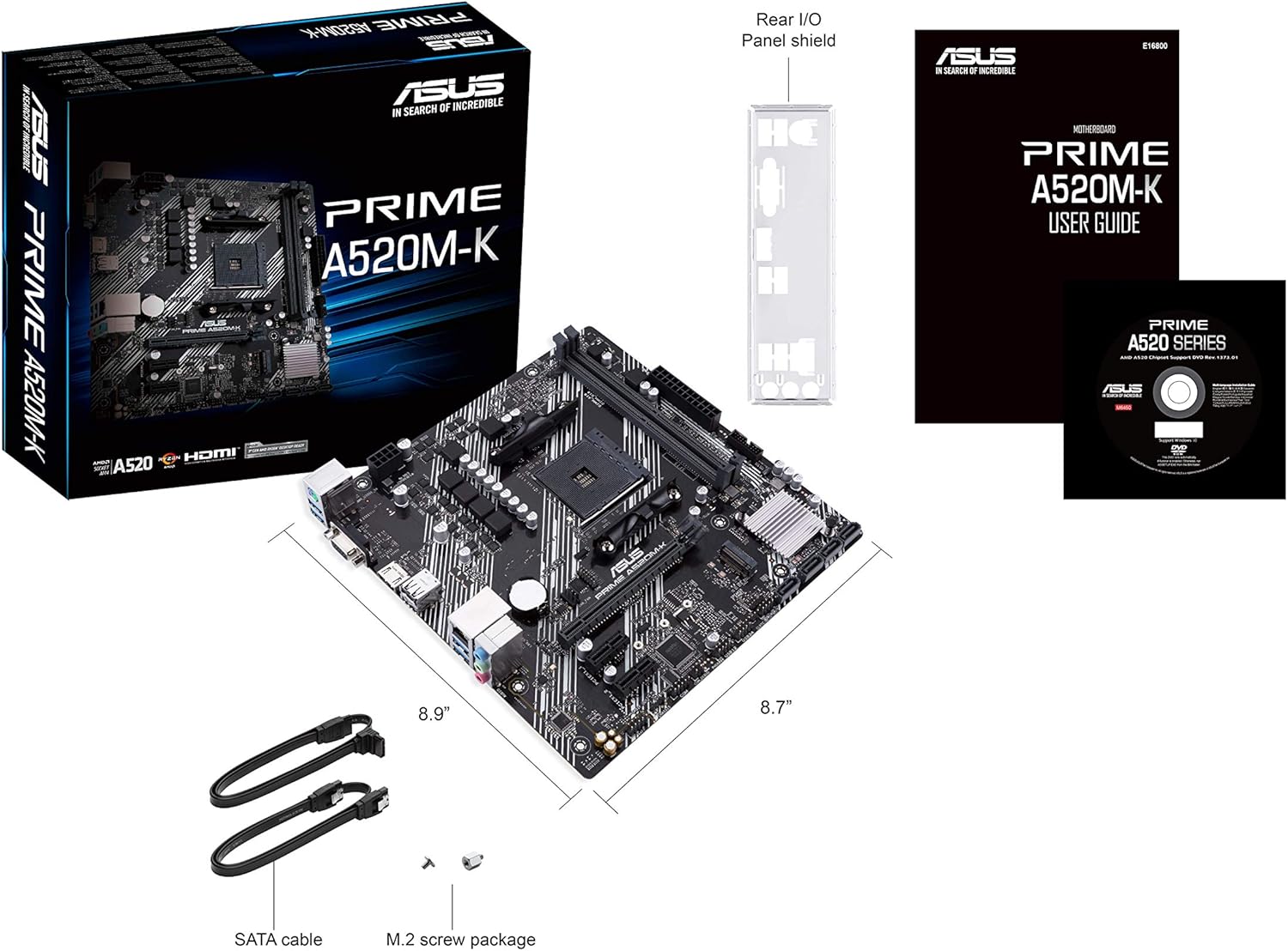 Tarjeta Madre ASUS PRIME A520M-K, Micro-ATX, Socket AM4, AMD A520, 64GB DDR4, HDMI para AMD
