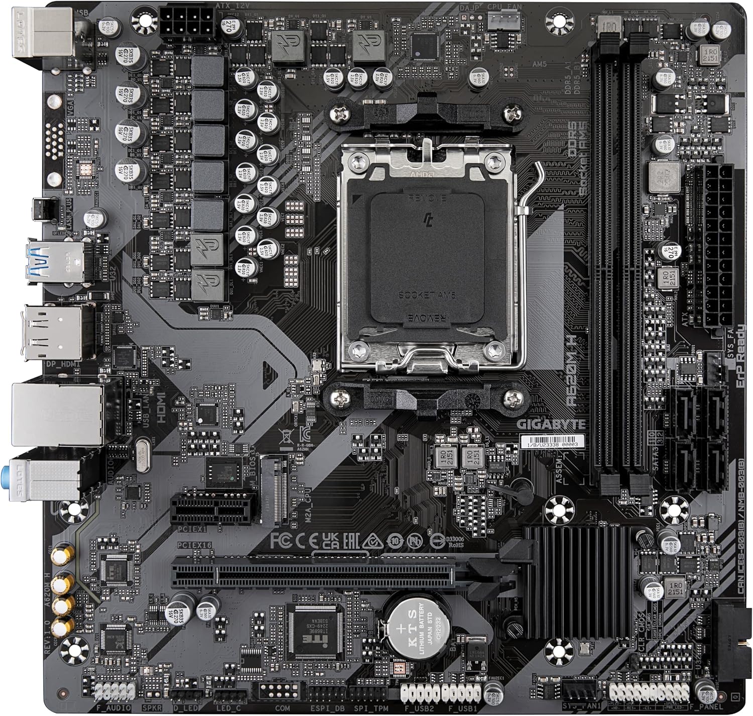 Tarjeta Madre Gigabyte A620M H, Micro-ATX, Socket AM5, AMD A620, 96GB DDR5, HDMI/DP para AMD
