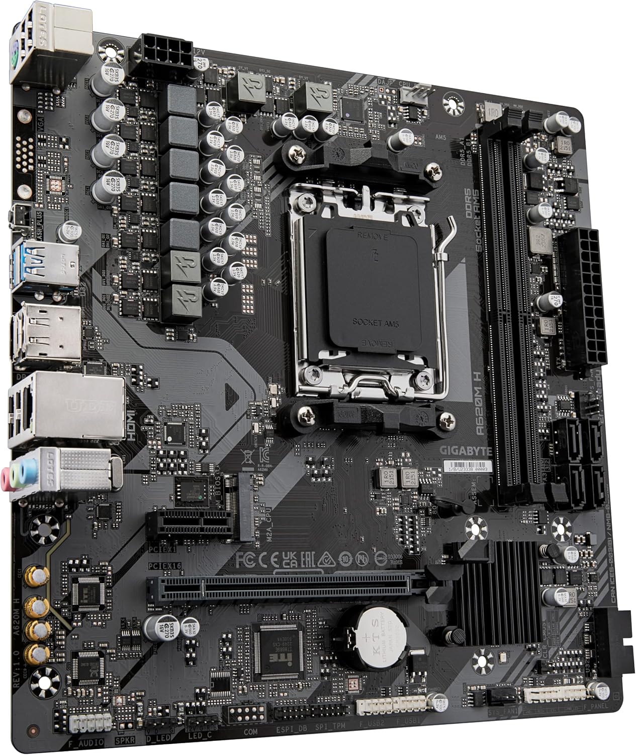 Tarjeta Madre Gigabyte A620M H, Micro-ATX, Socket AM5, AMD A620, 96GB DDR5, HDMI/DP para AMD