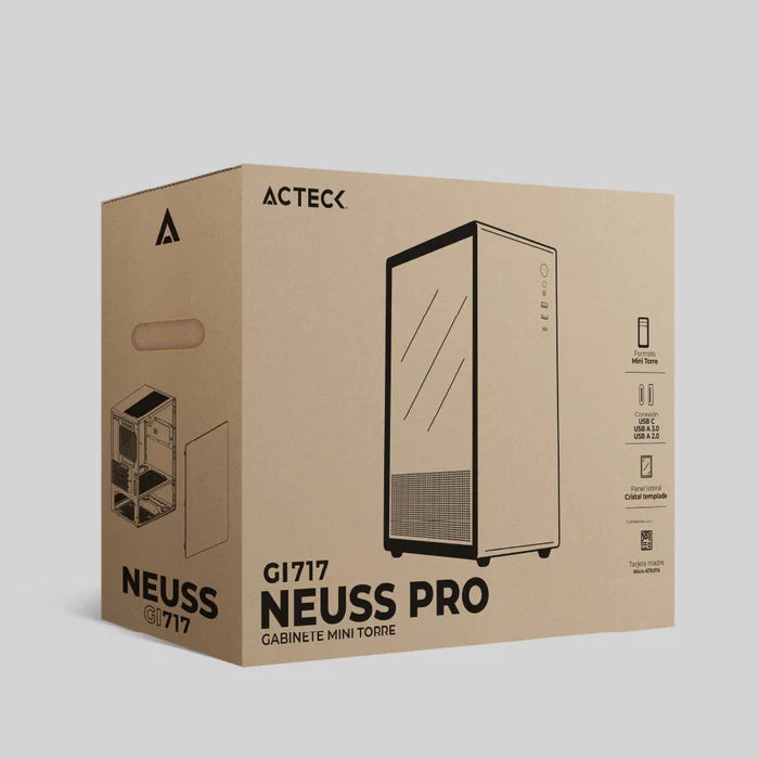 Gabinete Acteck Neuss Pro GI717, Midi-Tower, Micro-ATX/Mini-ITX, USB 2.0/3.0, sin Fuente, sin Ventiladores Instalados, Negro