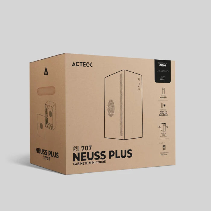 Gabinete Acteck Neuss Plus GI707, Mini-Tower, Micro-ATX/Mini-ITX, USB 2.0/3.0, con Fuente de 450W, 1 Ventilador Instalado, Blanco