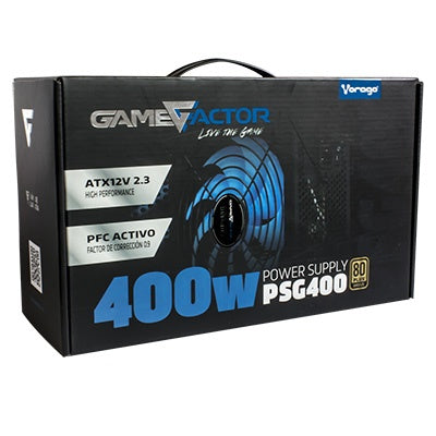 Fuente de Poder Game Factor 80 PLUS Bronze, 24-pin ATX, 120mm, 400W