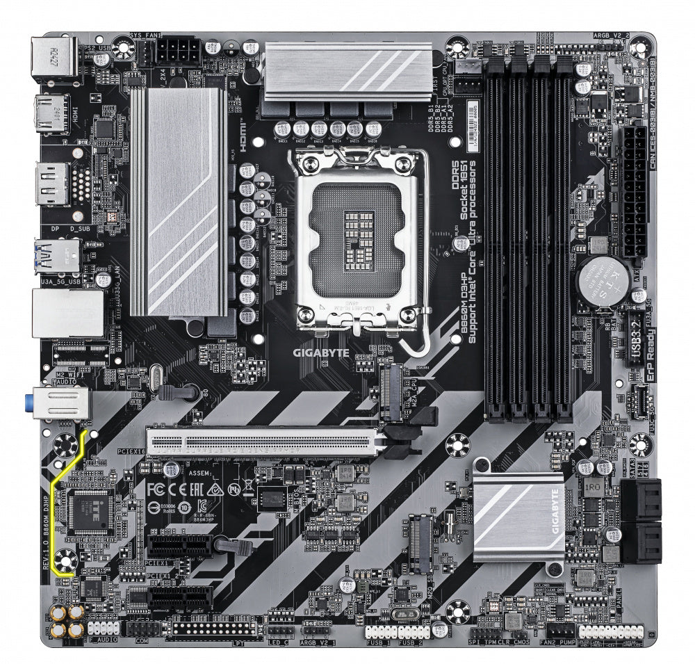 Tarjeta Madre Gigabyte B860M D3HP, Micro-ATX, LGA 1851, Intel B860, 256GB DDR5, HDMI/DP para Intel