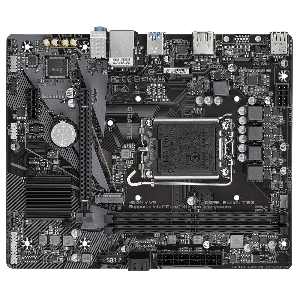 Tarjeta Madre Gigabyte H610M K V2, Micro-ATX, LGA 1700, Intel H610, 128GB DDR5, HDMI/DP para Intel