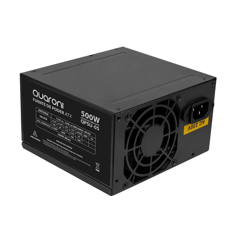 Fuente de Poder Quaroni QPSU-05, 24-pin ATX, 80mm, 500W