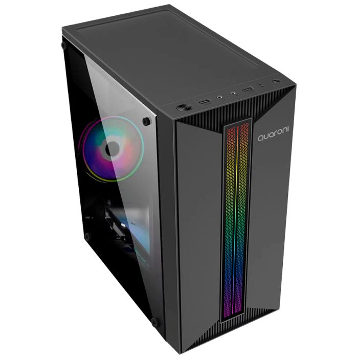 Gabinete Quaroni QCMT-09, Mini-Tower, Micro-ATX/Mini-ITX, USB 2.0/3.0, con Fuente de 500W, sin Ventiladores Instalados, Negro