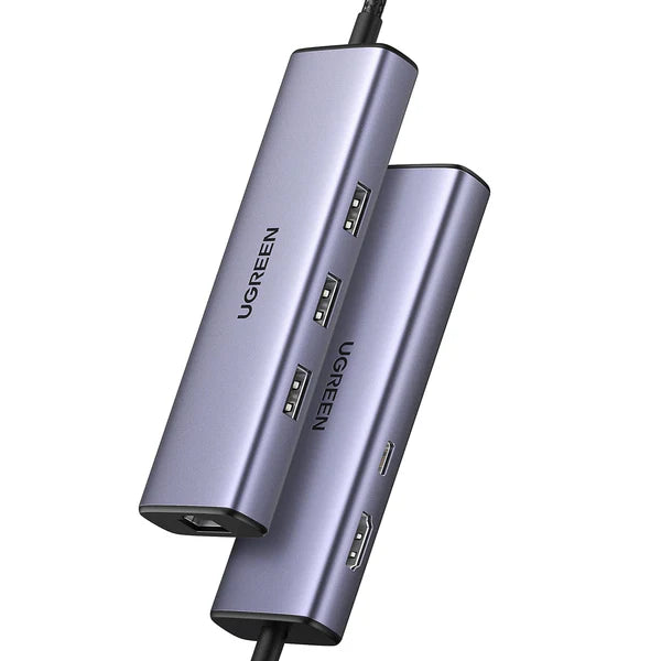 Adaptador HUB USB-C 6 en 1 | USB-A | HDMI 4k | Ethernet 1Gbps | USB-C |