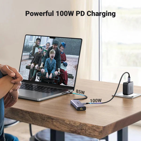 Adaptador HUB USB-C 6 en 1 | USB-A | HDMI 4k | Ethernet 1Gbps | USB-C |