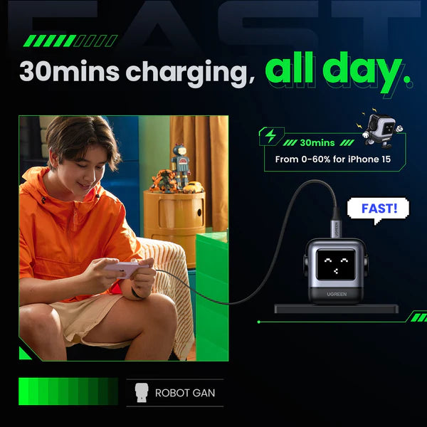 Cargador 30W GaNRobot USB-C de Carga Rápida